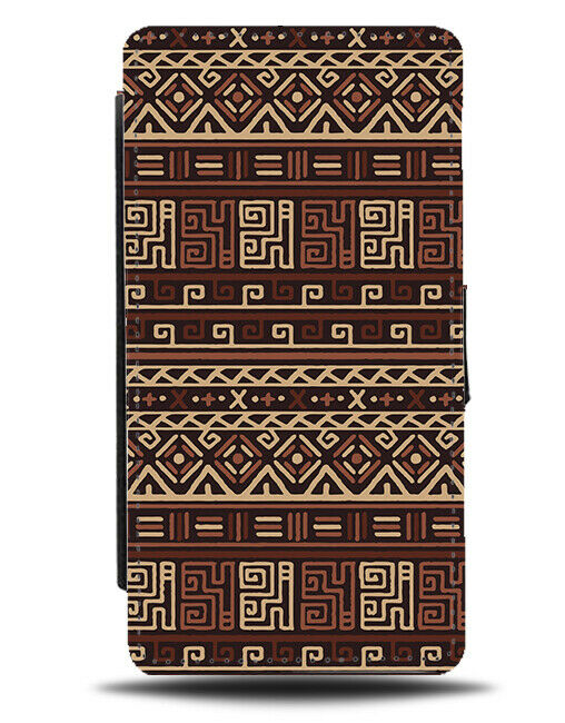 Brown African Safari Pattern Flip Wallet Case Vintage Ethiopia Tribal H655