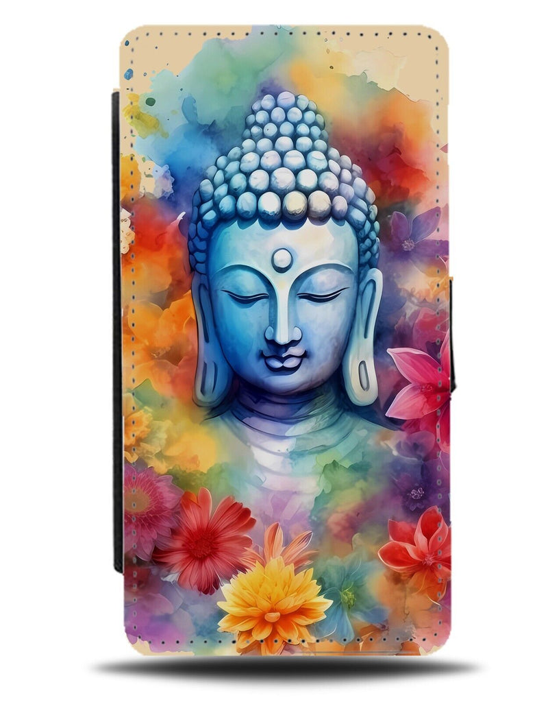 Colourful Floral Buddha Head Flip Wallet Case Buddhas Woman Girls Face Hat DC97
