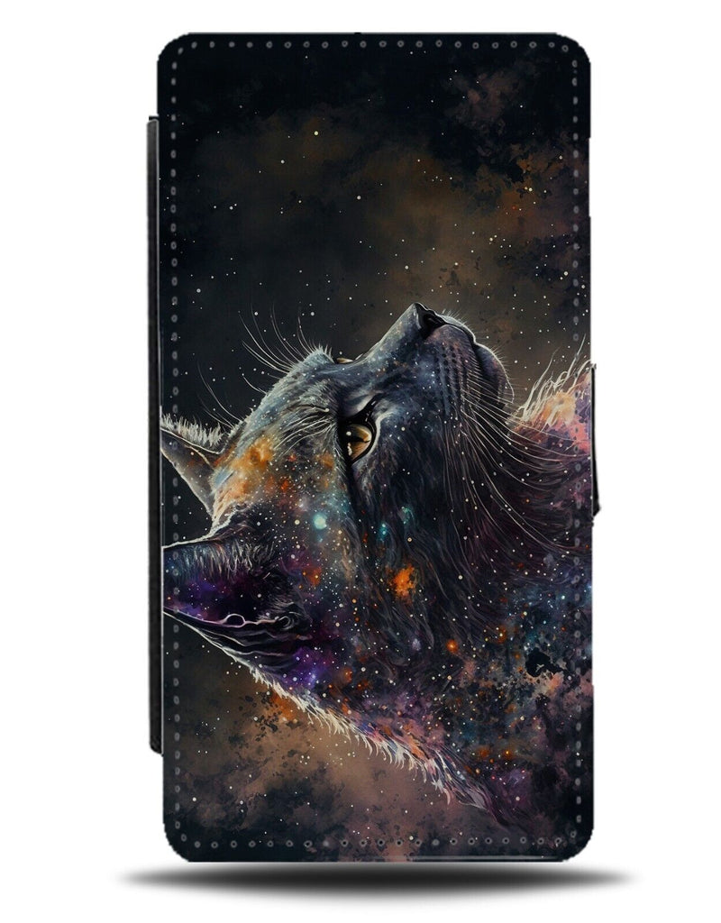 Starry Sky Cats Flip Wallet Case Cat Stars Night Sky Black Night Time Kiten AL73