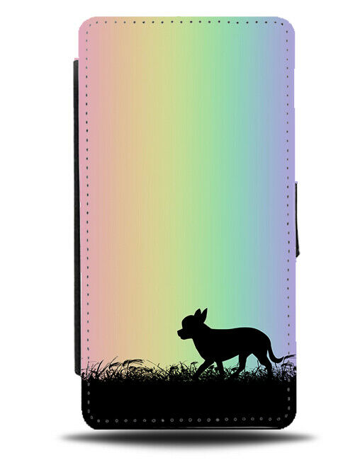 Chihuahua Flip Cover Wallet Phone Case Chihuahuas Rainbow Colourful Dog I079