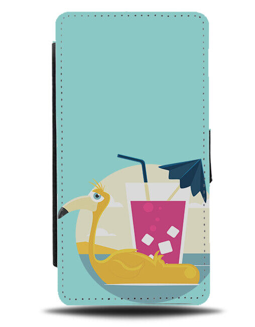 Cocktail and Flamingo Cartoon Flip Wallet Case Animation Inflatable Picture J383