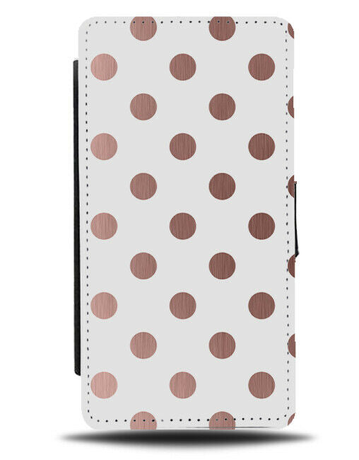 White and Rose Gold Polka Dot Pattern Flip Cover Wallet Phone Case Spots I578