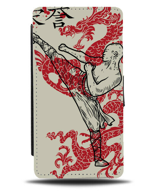 Red And Cream Ninja Monk Flip Wallet Phone Case Dragon Stencil Karate Judo E342