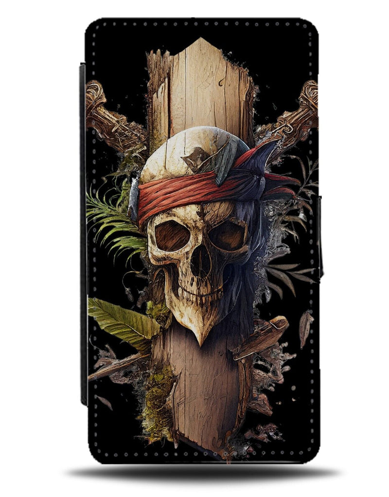 Classic Pirates Skull On Wood Plank Flip Wallet Case Pirate Head Face Retro DG67