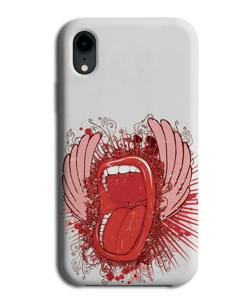 Funny Mouth Angel Phone Case Cover Screaming Close Up Lips Wings Teeth E157