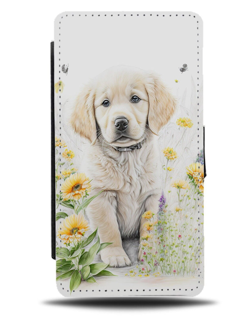 Puppy Golden Retriever Flip Wallet Case Retrievers Gold White Pup Dog Dogs AD52