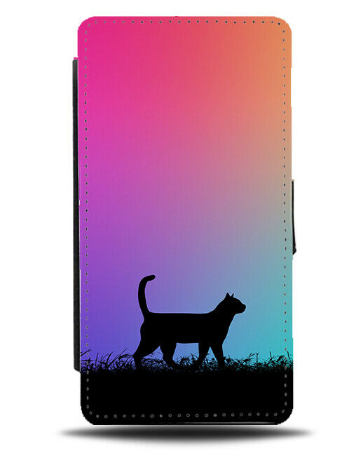 Cat Silhouette Flip Cover Wallet Phone Case Cats Multicolour Multicoloured I047