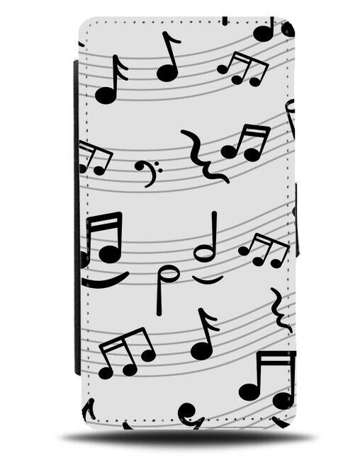 Sheet Music Pattern Flip Wallet Case Design Musical Notes Writing Shapes L023