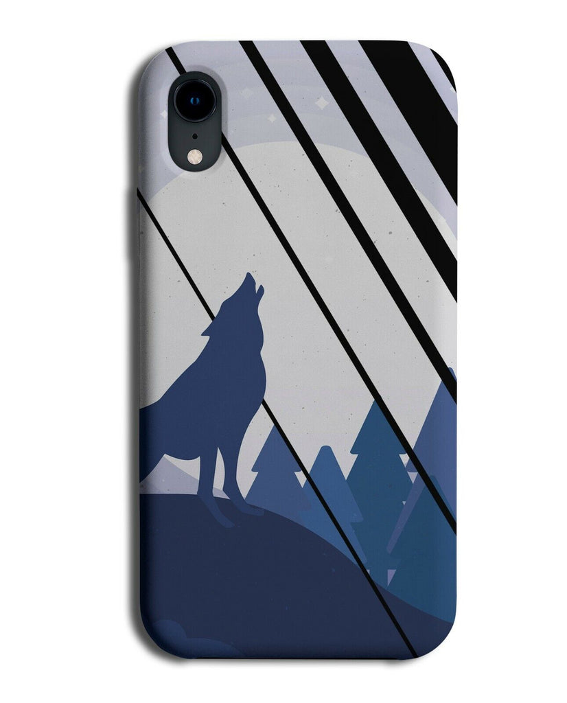 Abstract Wolf Howling Phone Case Cover Shapes Stripes Wolves Howl Moon K455