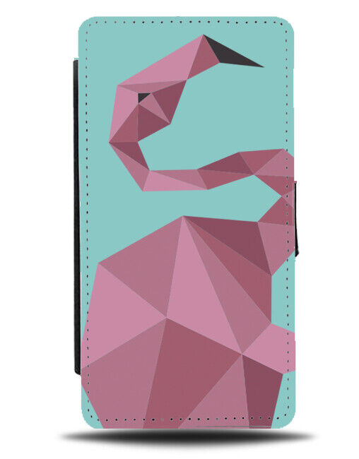 Geometric Flamingo Shapes Flip Wallet Case Mint Green and Pink Shape J385
