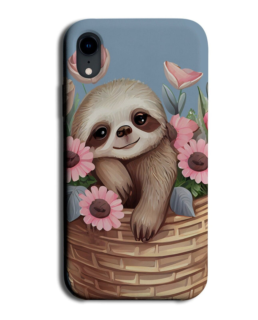 Sleeping Sloth In Flowers Phone Case Cover Flower Pot Sloths Alseep Sleep AH02