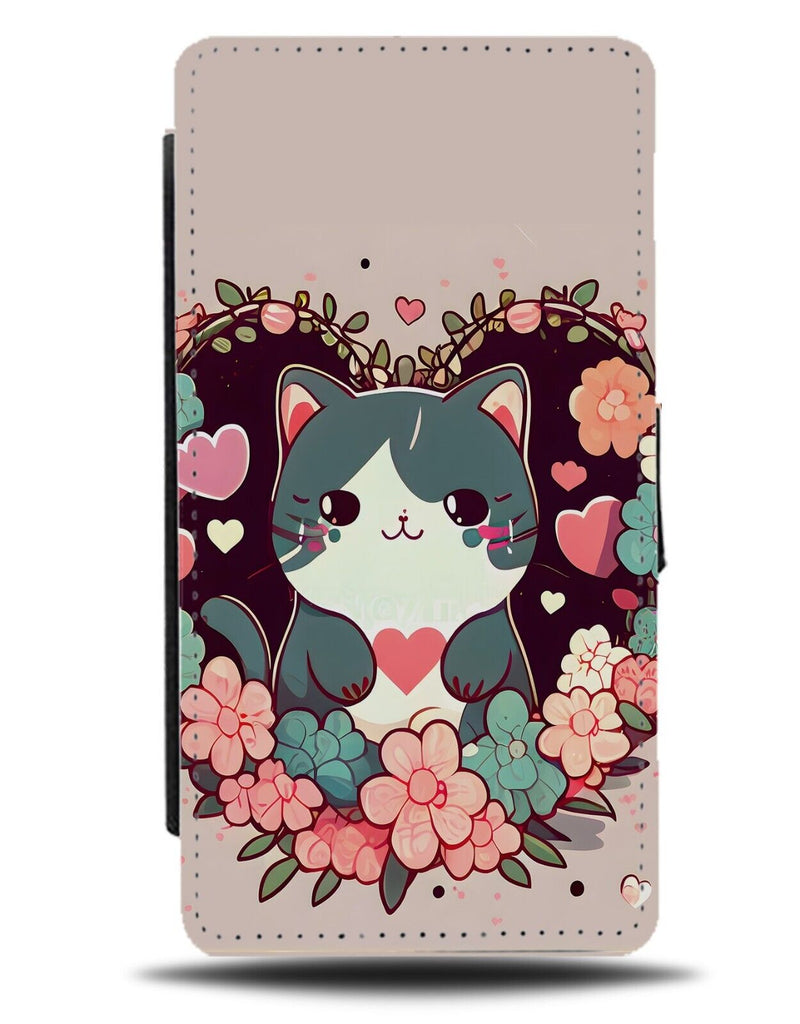 Kawaii Cat Flip Wallet Case Cats Flowers Bed Floral Japanese Asian Kitten AF71