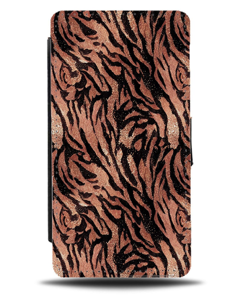 Rose Gold Printed Glitter Zebra Print Flip Wallet Case Zebras Tiger Tigers AQ54