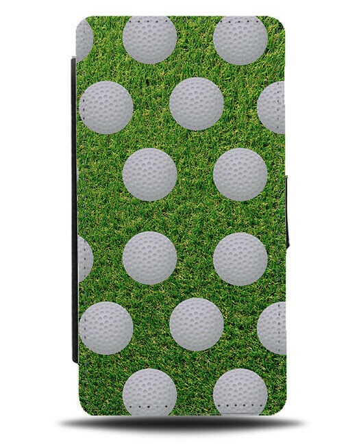 Golf Ball Pattern Flip Cover Wallet Phone Case Golfing Mens Present Balls B872