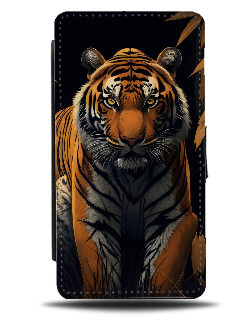 Artistic Stalking Tiger Flip Wallet Case Tigers Dark Scary Jungle Forrest CD59