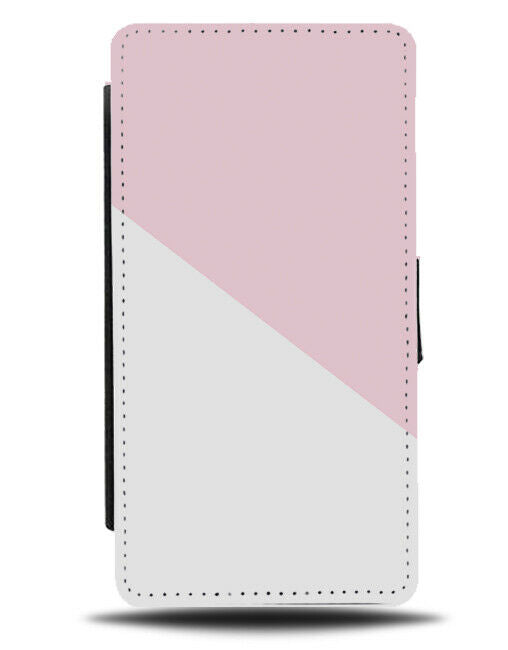 Baby Pink And White Coloured Flip Cover Wallet Phone Case Half Pattern i349