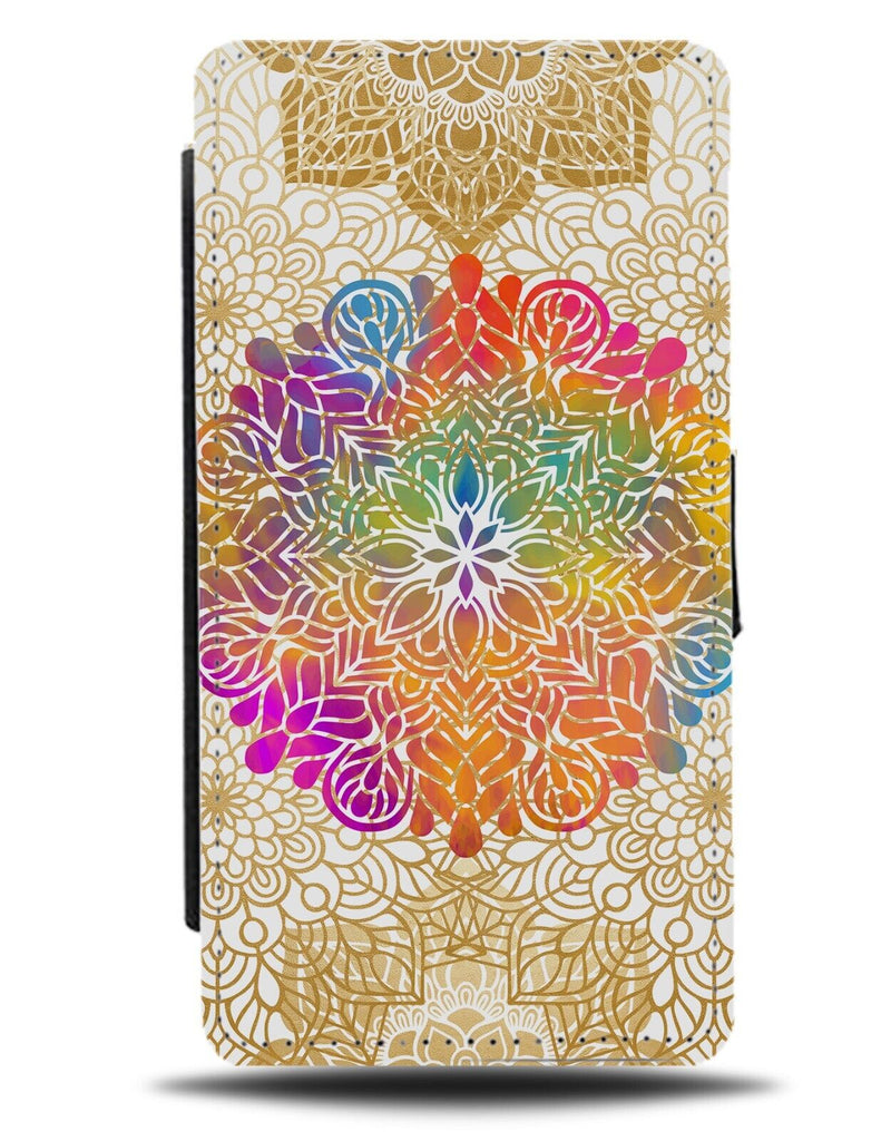 Rainbow Mandala Shapes Flip Wallet Case Shape Indian Design Print Gold AW94