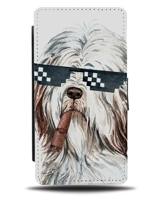 Thug Life Old English Sheepdog Flip Wallet Phone Case Sheep Dog Gangster K584