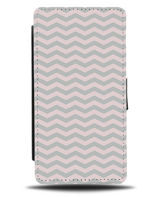 Grey and Pink Patterned Flip Wallet Case Pattern Design Stripes F140