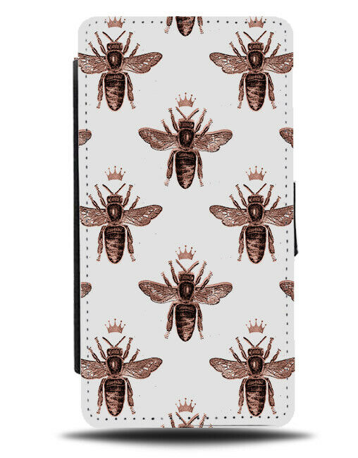 Dark Rose Gold Queen Bee Flip Wallet Case Bees Wasps Insect Insects Bugs G045
