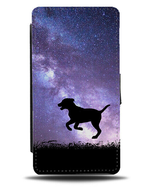 Dog Silhouette Flip Cover Wallet Phone Case Dogs Puppy Galaxy Moon Universe i206