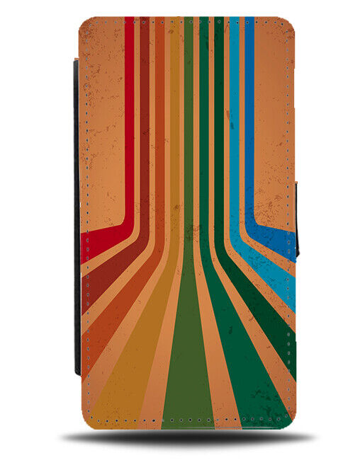Vintage Colourful Rainbow Lines Flip Wallet Case Retro Colours Rainbow K198