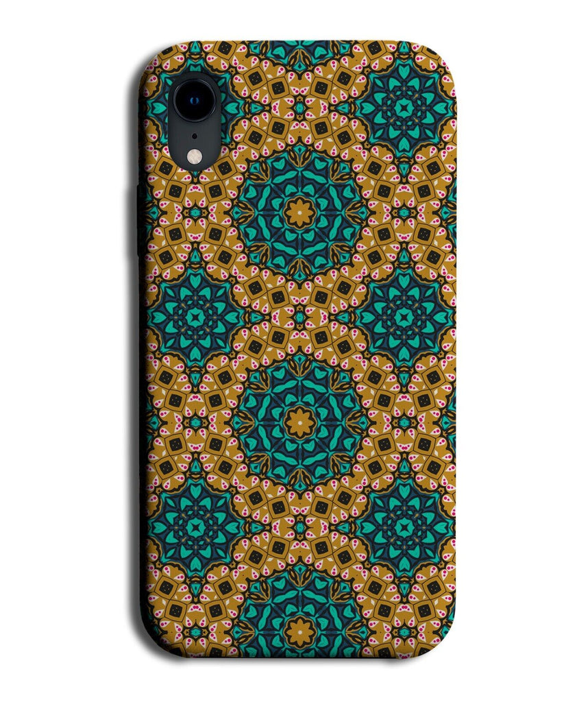 Emerald Green and Gold Design Phone Case Cover Kaleidoscope Pattern Dark CD22
