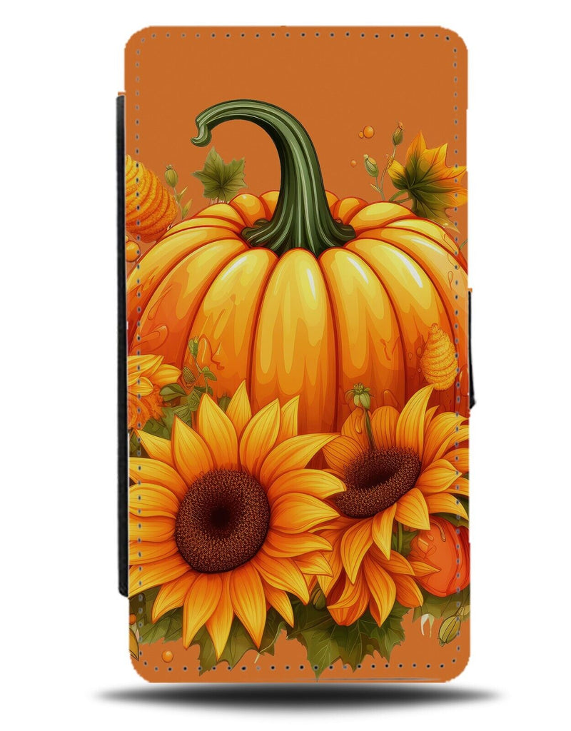 Sunflowers and Pumpkin Flip Wallet Case Pumpkins Autumn Halloween Fall CK52