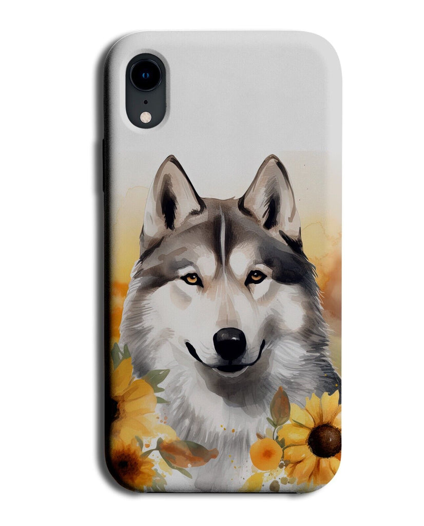 Sunflower Husky Dog Phone Case Cover Dogs Huskies Sunflowers Face Head Sun DC42