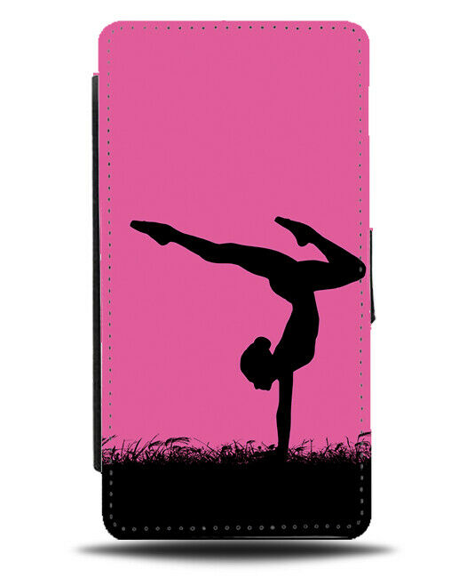 Gymnastics Flip Cover Wallet Phone Case Gymnast Girls Womens Hot Pink i613