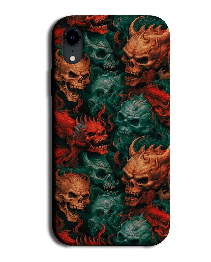 Demons Pattern Phone Case Cover Demon Faces Face Heads Scary Horror Skulls CA33