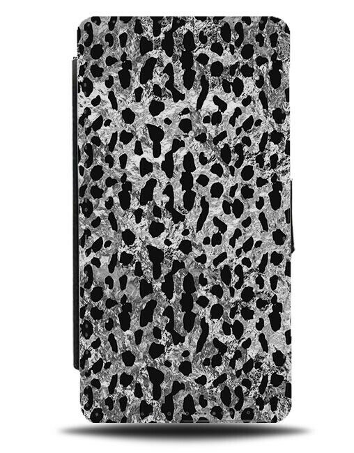 Silver Cheetah Marks Flip Wallet Case Dots Animals Cool Grey Coloured E870