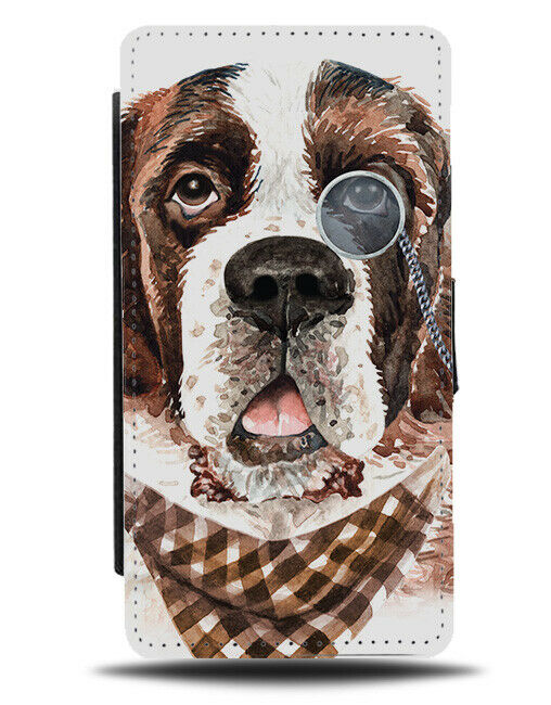 St Bernard Flip Wallet Phone Case Monocol Bandanna Pet Gentleman Posh K617