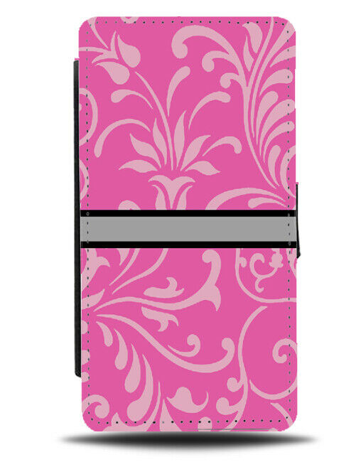 Pink Floral Wallpaper Flowers Flip Cover Wallet Phone Case Hot Grey B623