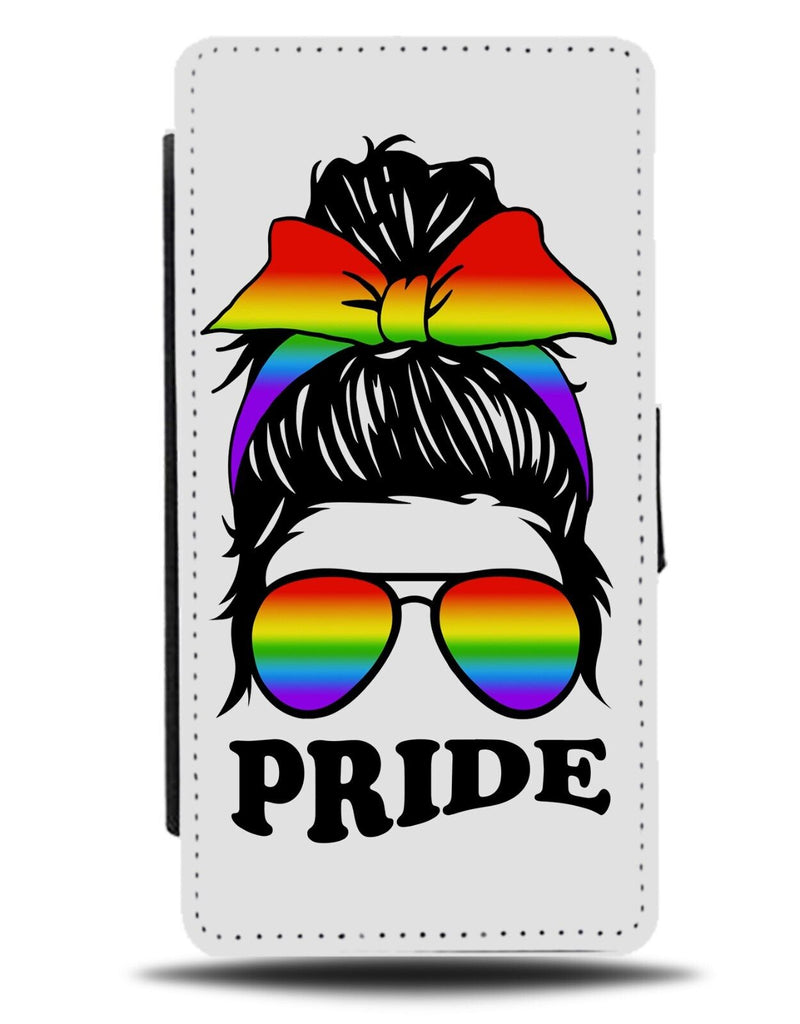 Pride Messy Bun Flip Wallet Case Funny Rainbow Girl Girls Hairdo Hair LGBT AZ01