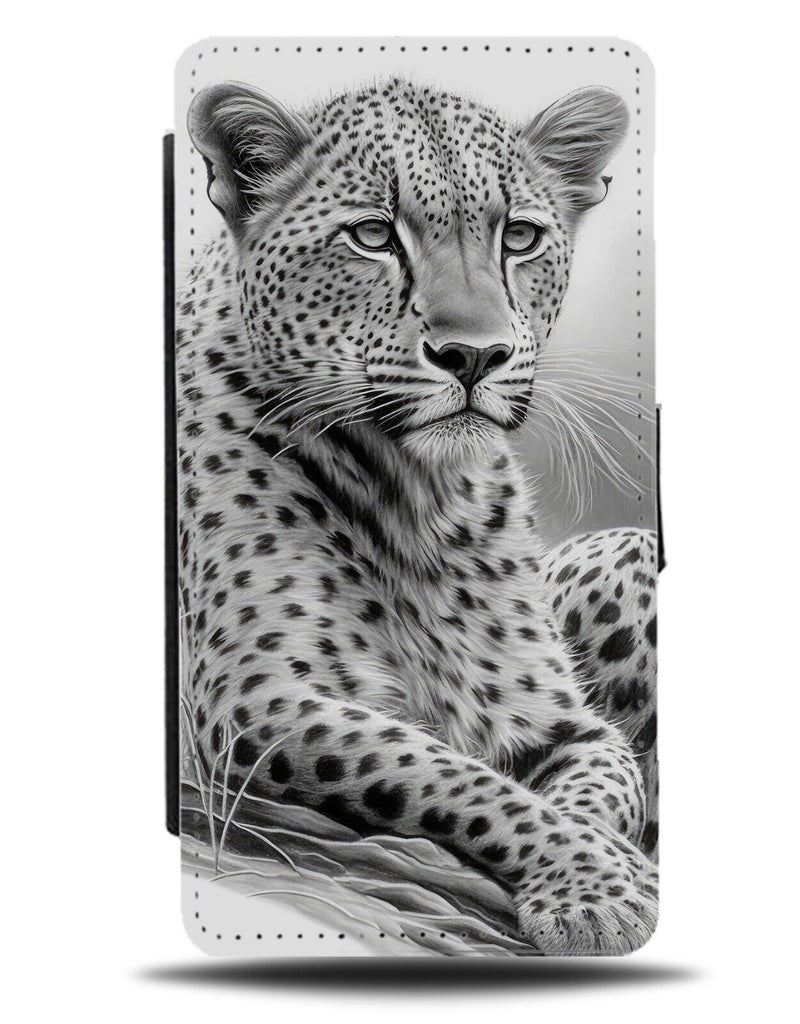Black and White Leopard Hand Drawn Print Flip Wallet Case Leopards Animal & DA91