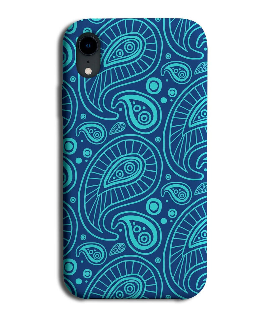 Paisley Neon Blue Pattern Phone Case Cover Design Mandala Leaves K810