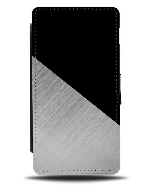 Black & Silver Flip Cover Wallet Phone Case Pitch Dark Mens Shades Subtle i444