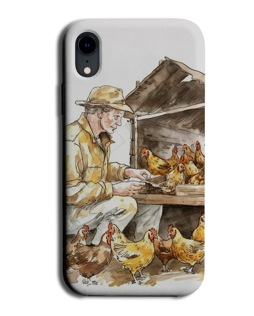 Farmer Feeding His Chickens Phone Case Cover Chicken Farm House Hen Hens DA19