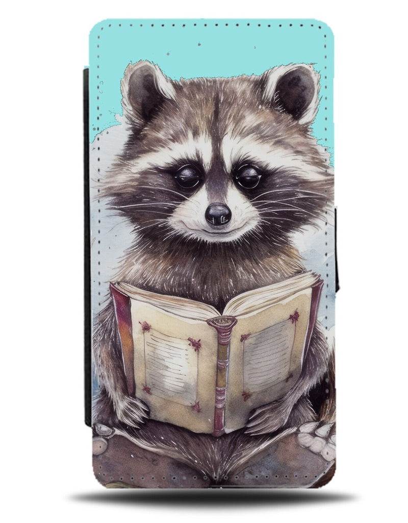 Funny Raccoon Reading A Book Flip Wallet Case Raccoons Badger Racoon Geek AZ15