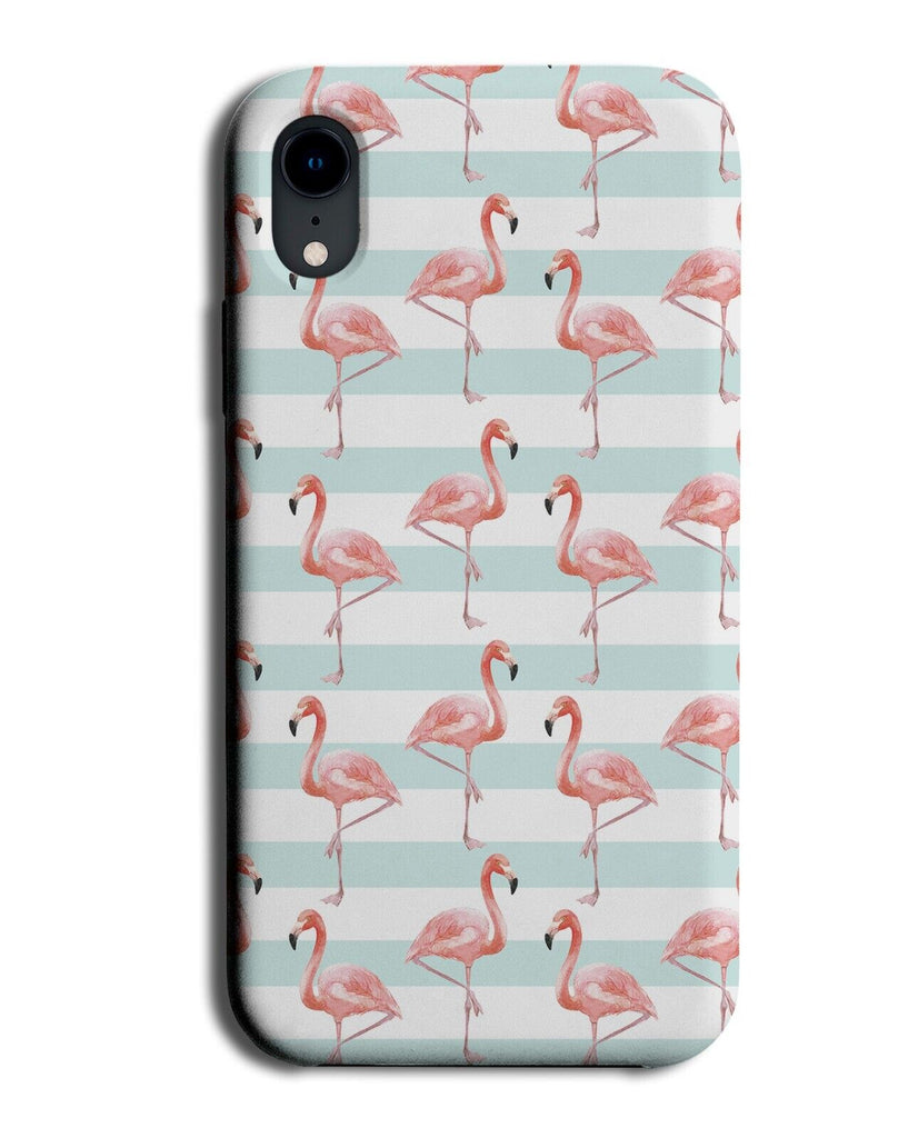 Retro Striped Flamingos Pattern Phone Case Cover Stripes Mint Green Pink & AA68
