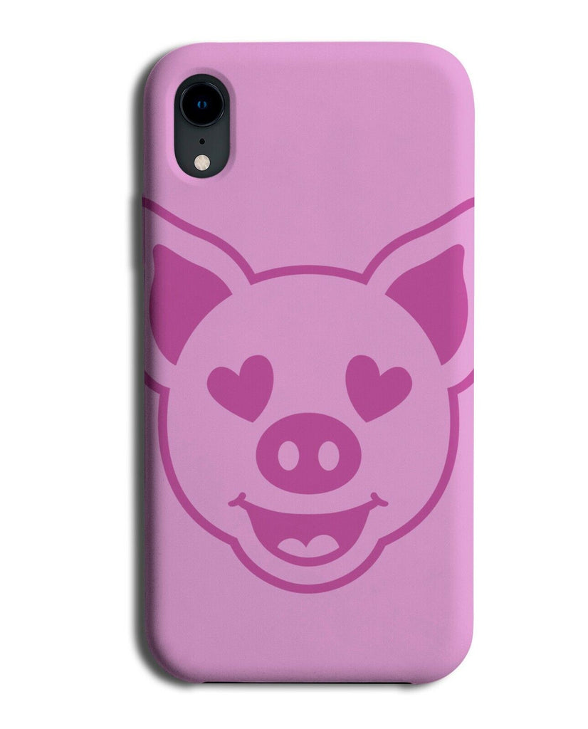 Love Heart Eyes Pig Phone Case Cover Hot Pink Purple Face Silhouette Shapes K007