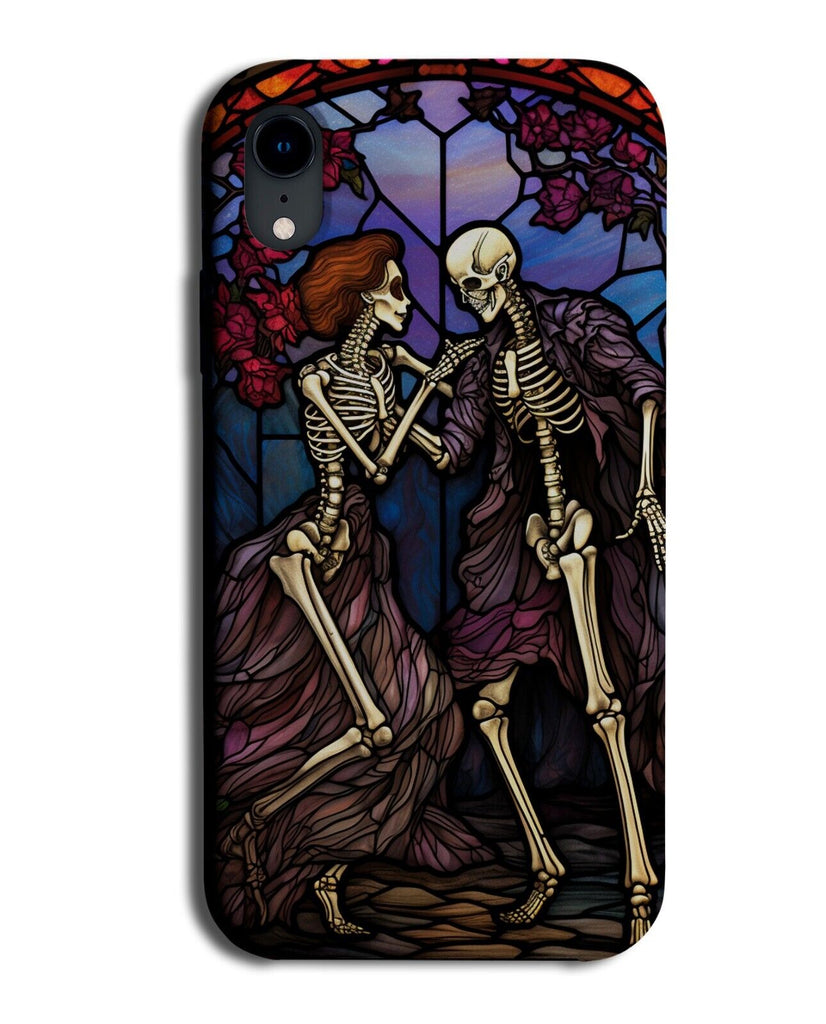 Skeleton Couple Phone Case Cover Halloween Stained Glass Window Style Art CQ45