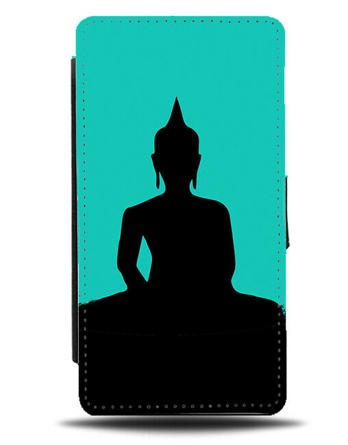 Buddha Silhouette Flip Cover Wallet Phone Case Buddhist Turquoise Green i776