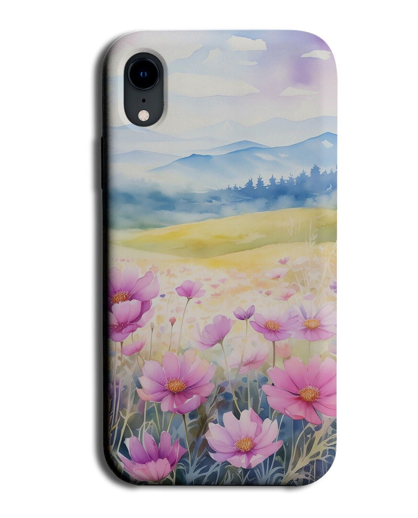 Cosmos Flower Meadow Phone Case Cover Pink Flowers Field Countryside Grass CB19