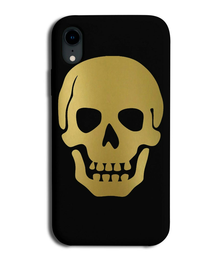 Golden Skull Phone Case Cover Skulls Gold Black Skeleton Head Face Gothic C258