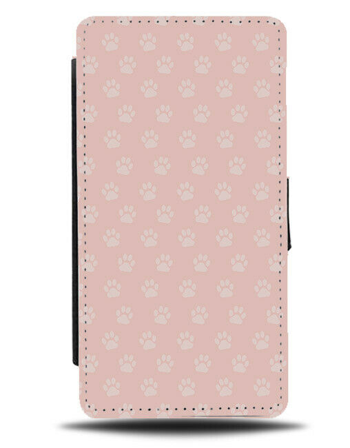 Pink Dog and Cat Paw Prints Flip Wallet Case Footsteps Dogs Cats Print Paws F011