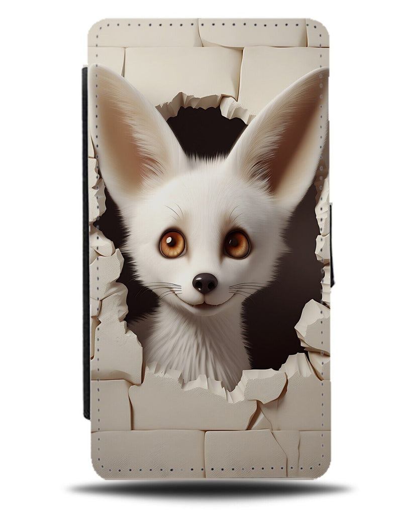 Funny Fennec Fox Flip Wallet Case Foxes Face Through Wall 3D Style Escape CV88