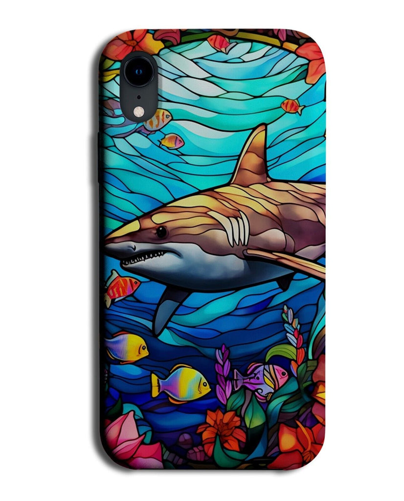 Great White Shark Stained Glass Design Phone Case Cover Window Sharks Pane CN53