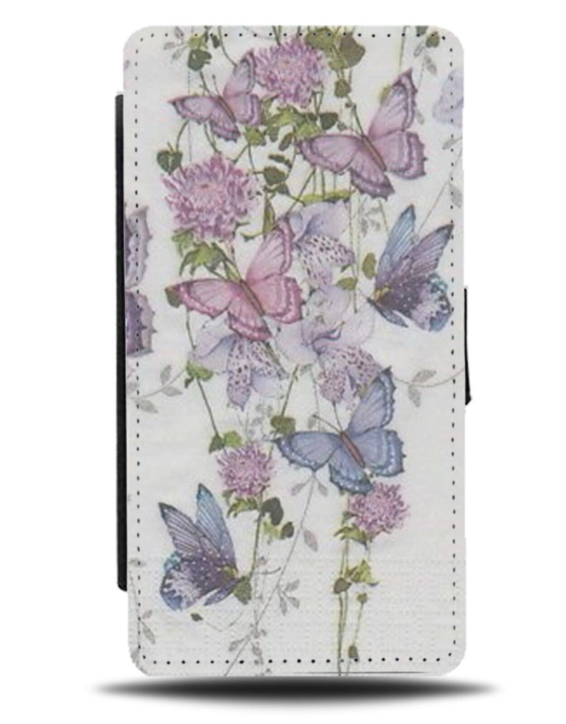 Butterfly Scrap Book Design Flip Wallet Case Butterflies Violet Purple AW47